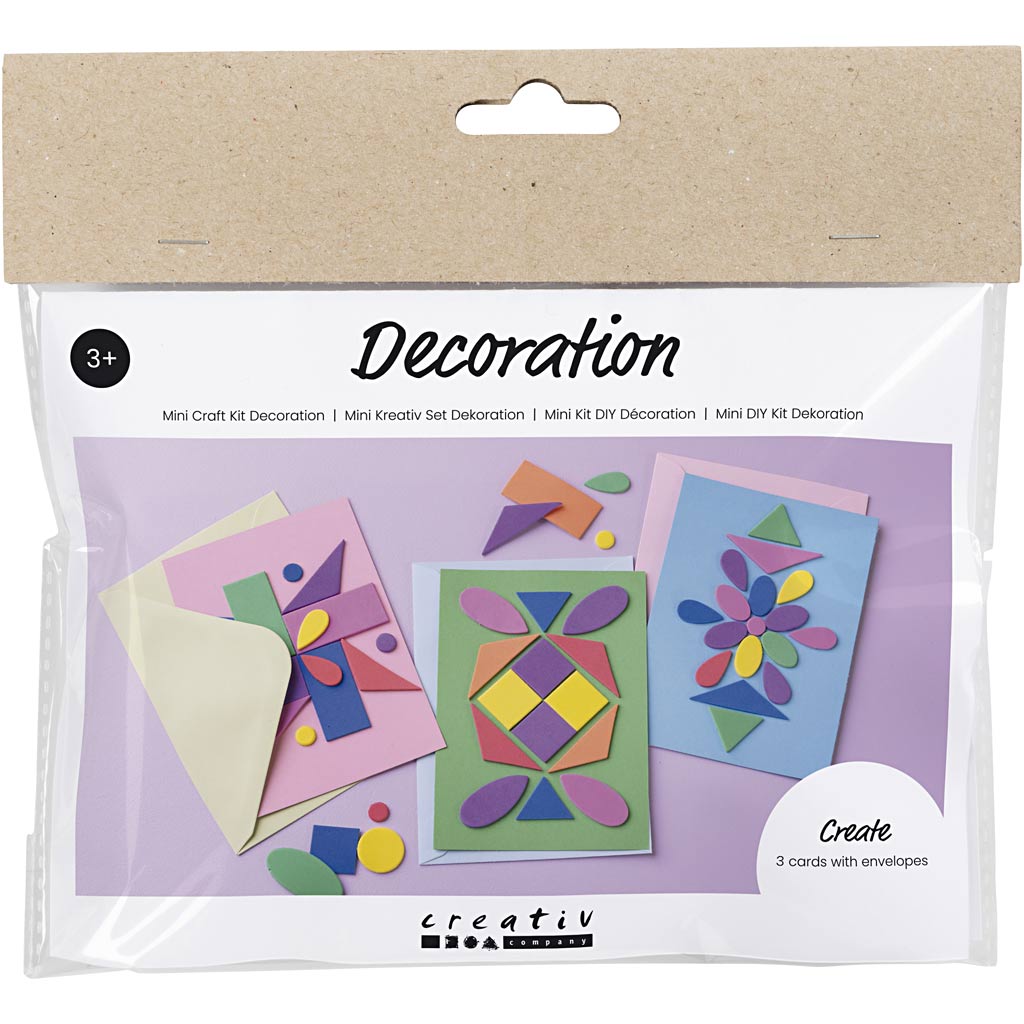 Creativ Company mini set hobby decorazione, biglietti decorati, blu, verde, rosa, 1 scatola