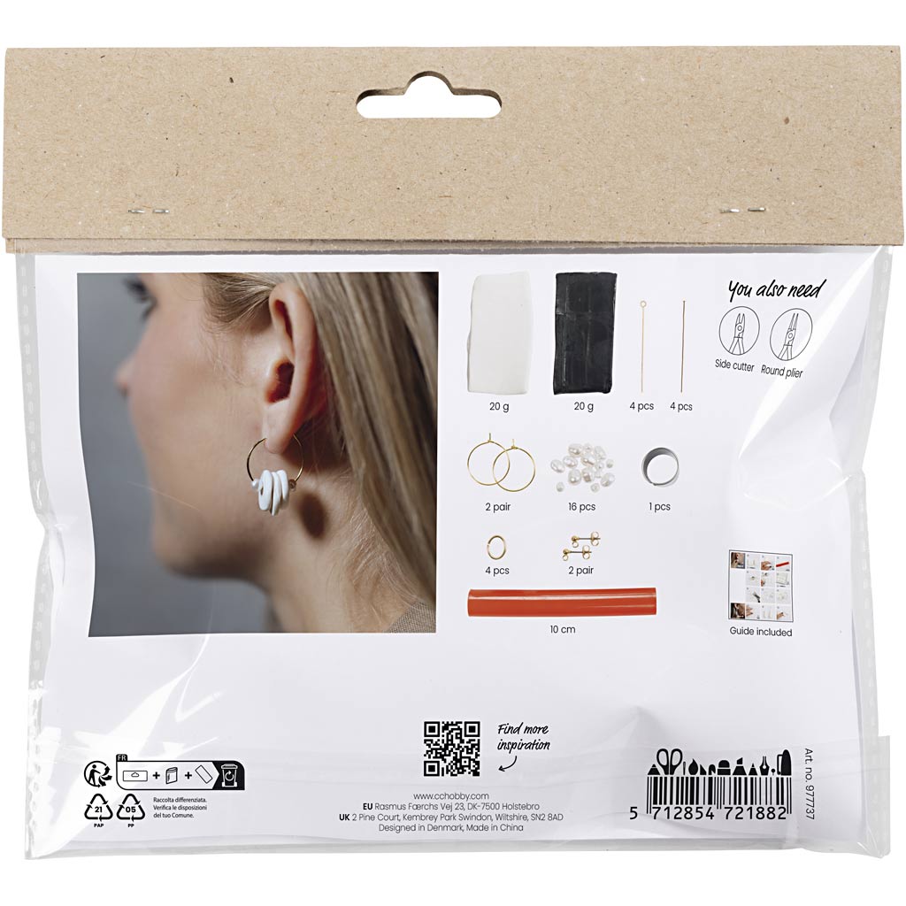 Mini set hobby di Creativ Company, gioielli, orecchini, nero, bianco, 1 scatola