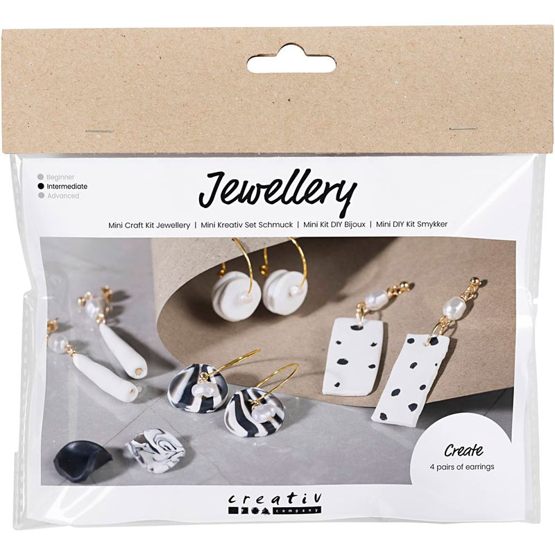 Mini set hobby di Creativ Company, gioielli, orecchini, nero, bianco, 1 scatola