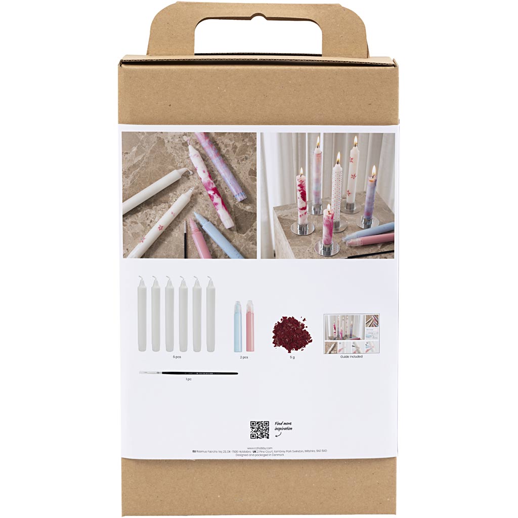 Creativ company hobby set velas decorativas, velas puntiagudas decoradas, blanco, 1 caja