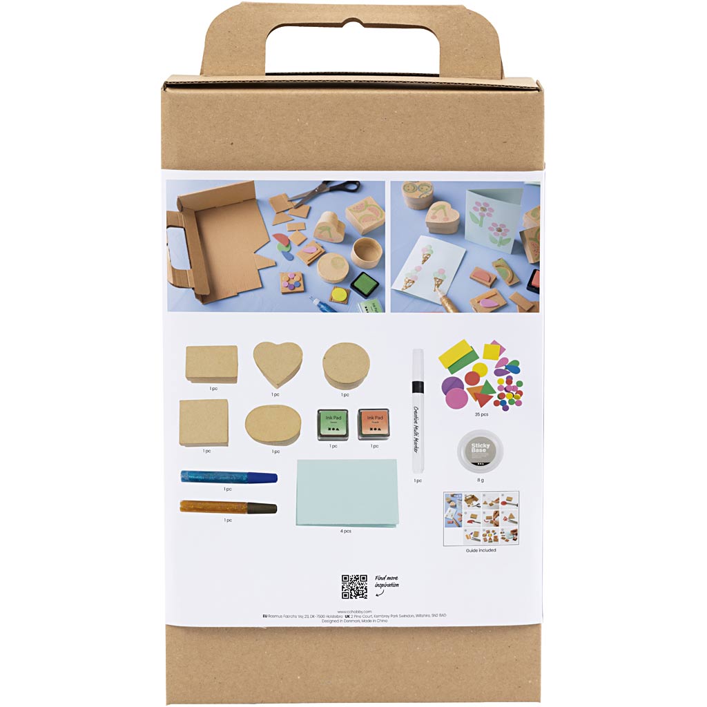 Creativ company hobby set impresión en espuma, cajas y tarjetas decoradas, beige, verde medio, menta, rojo brillante, 1 caja