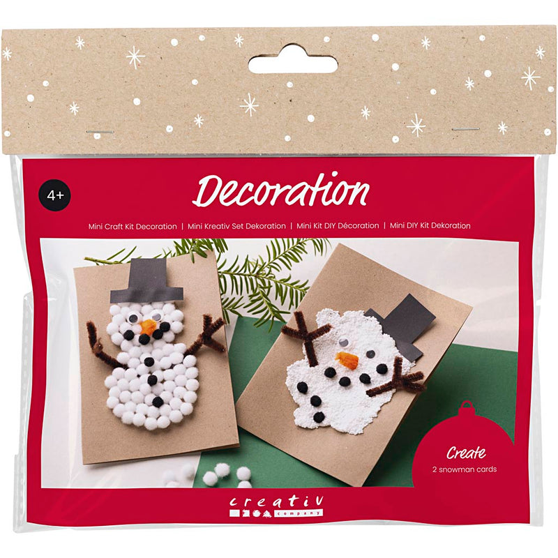 Mini set hobby creativo della Creative Company, cartoline di Natale con pupazzi di neve, nero, marrone, arancione medio, bianco, 1 scatola