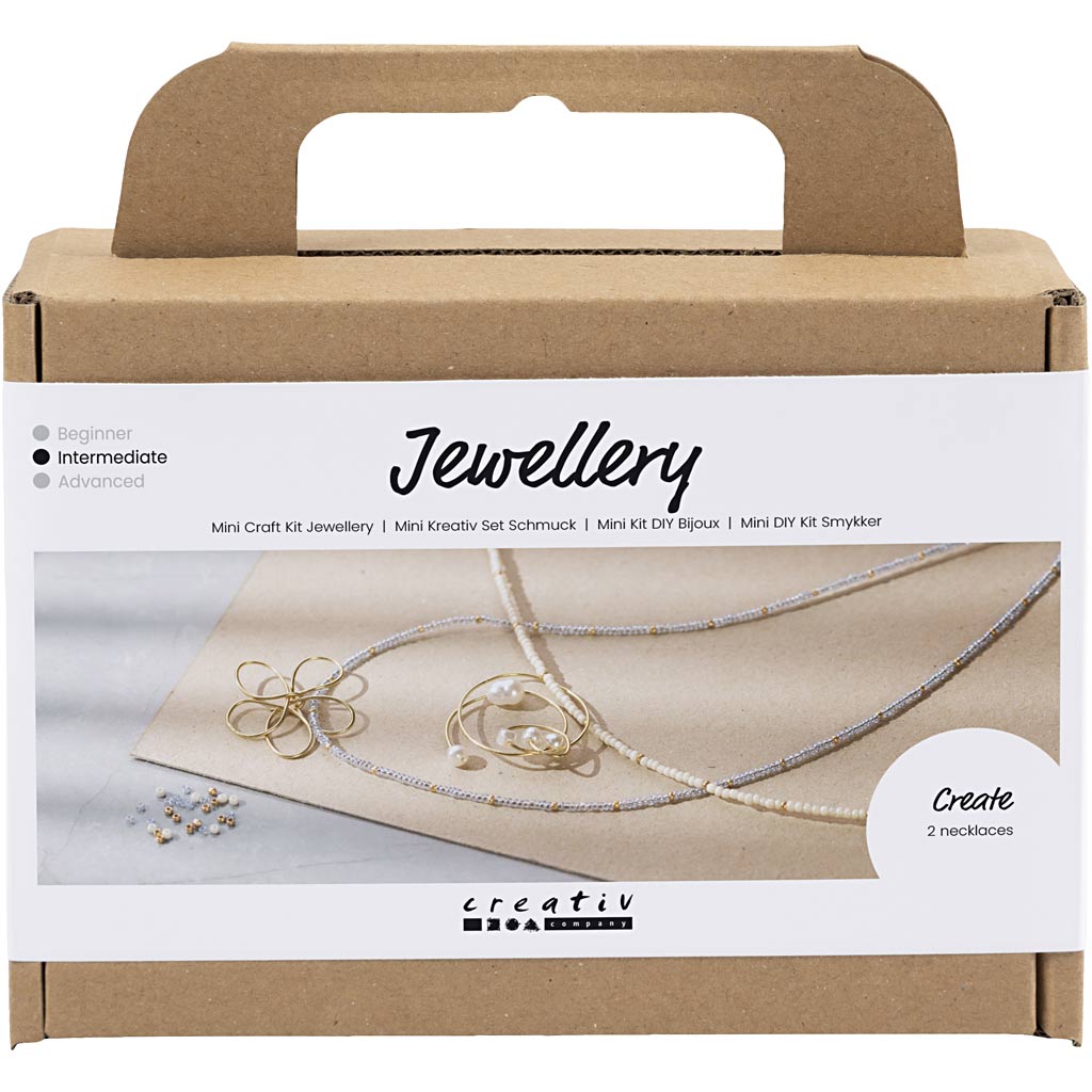 Creativ Company Mini Hobby Set de joyería, collar con colgante con alambre de metal, chapado en oro, 1 caja