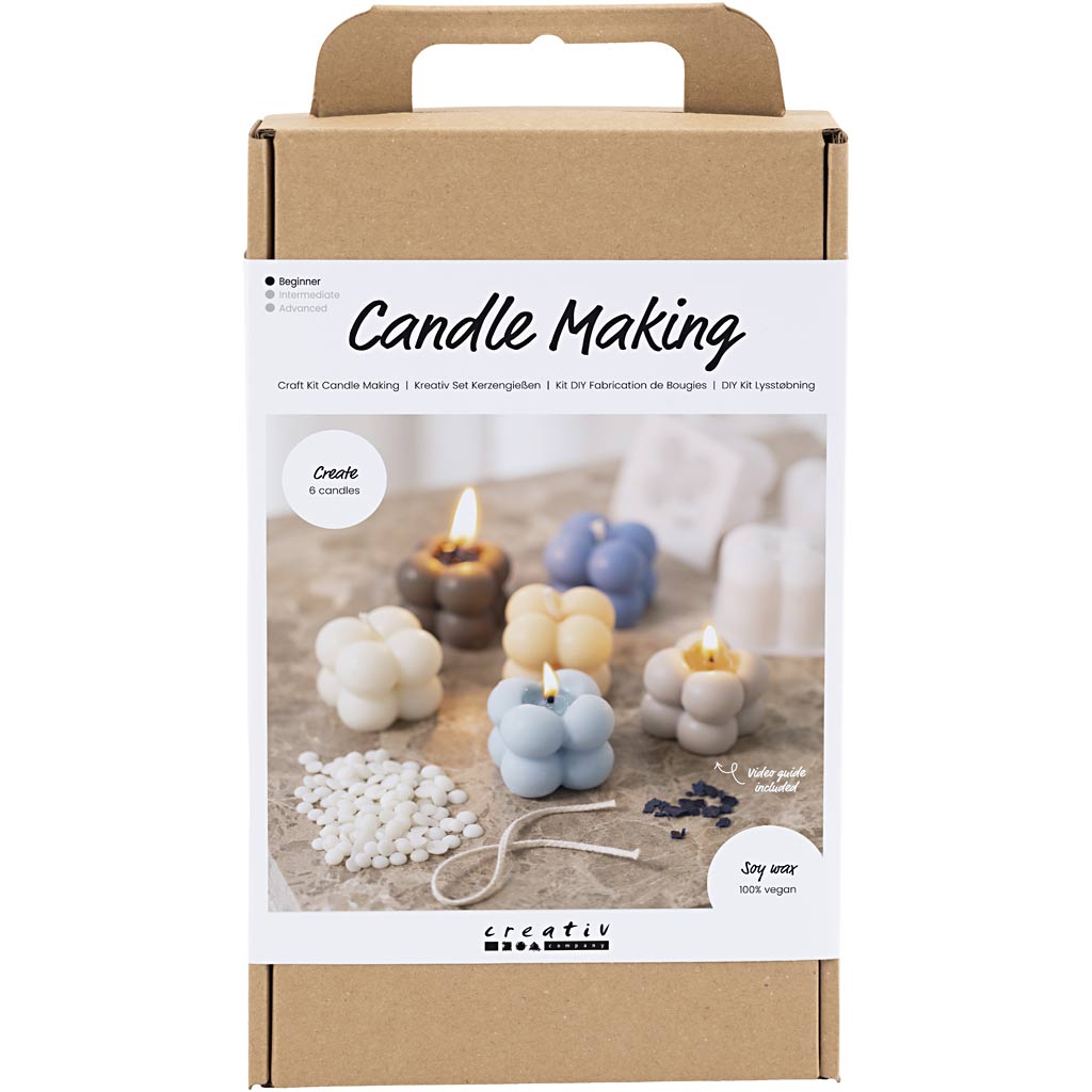Set hobby per la creazione di candele Creativ Company, candela di soia a bolle, beige, azzurro, crema, 1 scatola