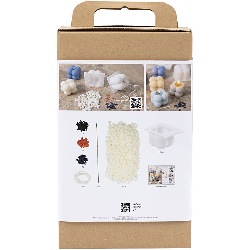 Set hobby per la creazione di candele Creativ Company, candela di soia a bolle, beige, azzurro, crema, 1 scatola