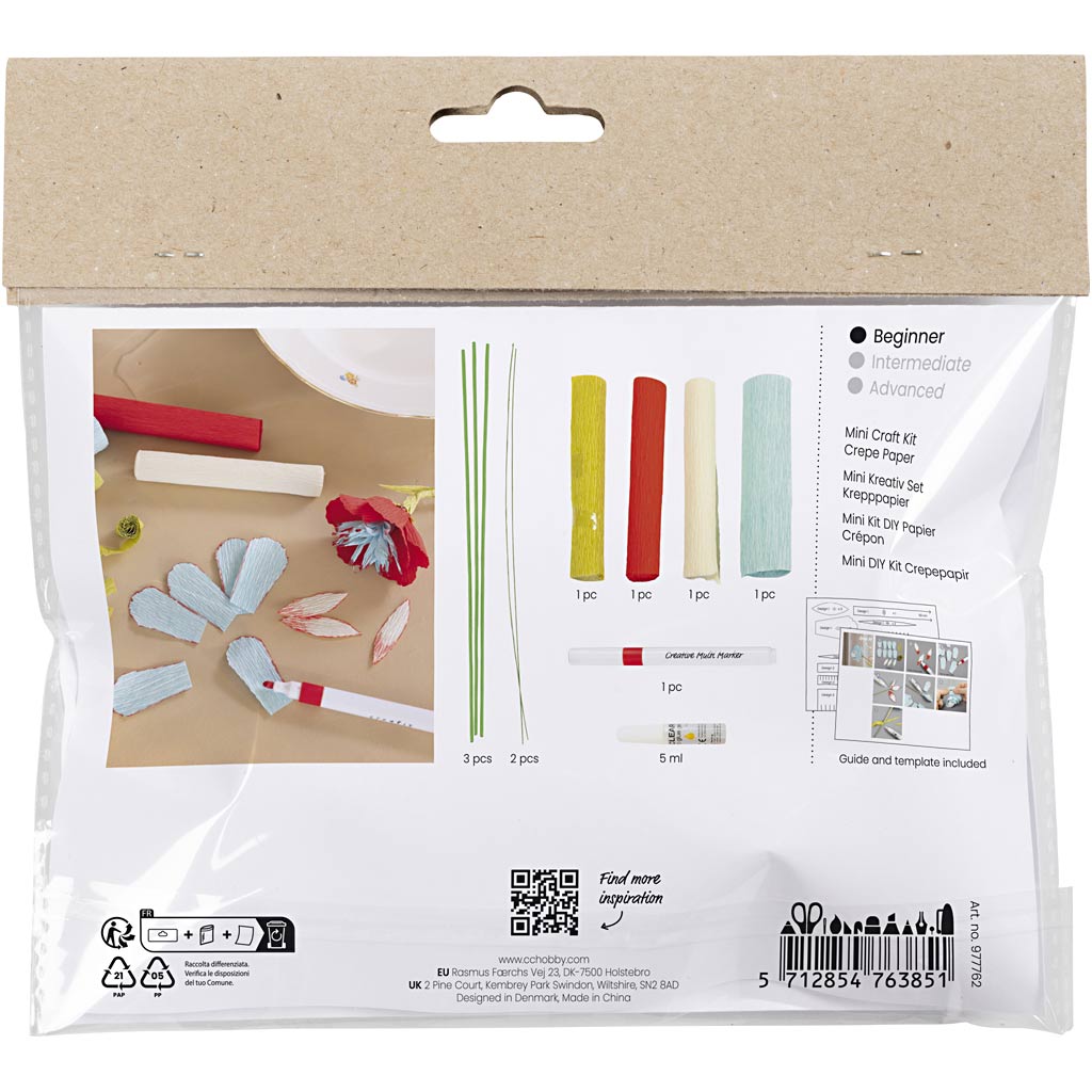 Mini set hobby di Creativ Company carta crespa, fiori di carta crespa, colori pastello, 1 scatola
