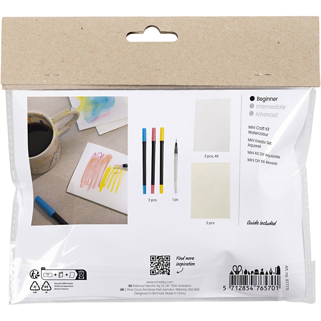 Creativ company mini set de hobby acuarela, tarjetas y sobres, 1 caja