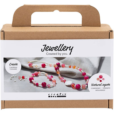 Creativ company mini hobby set de joyería, collar y pulsera, rosa, 1 caja