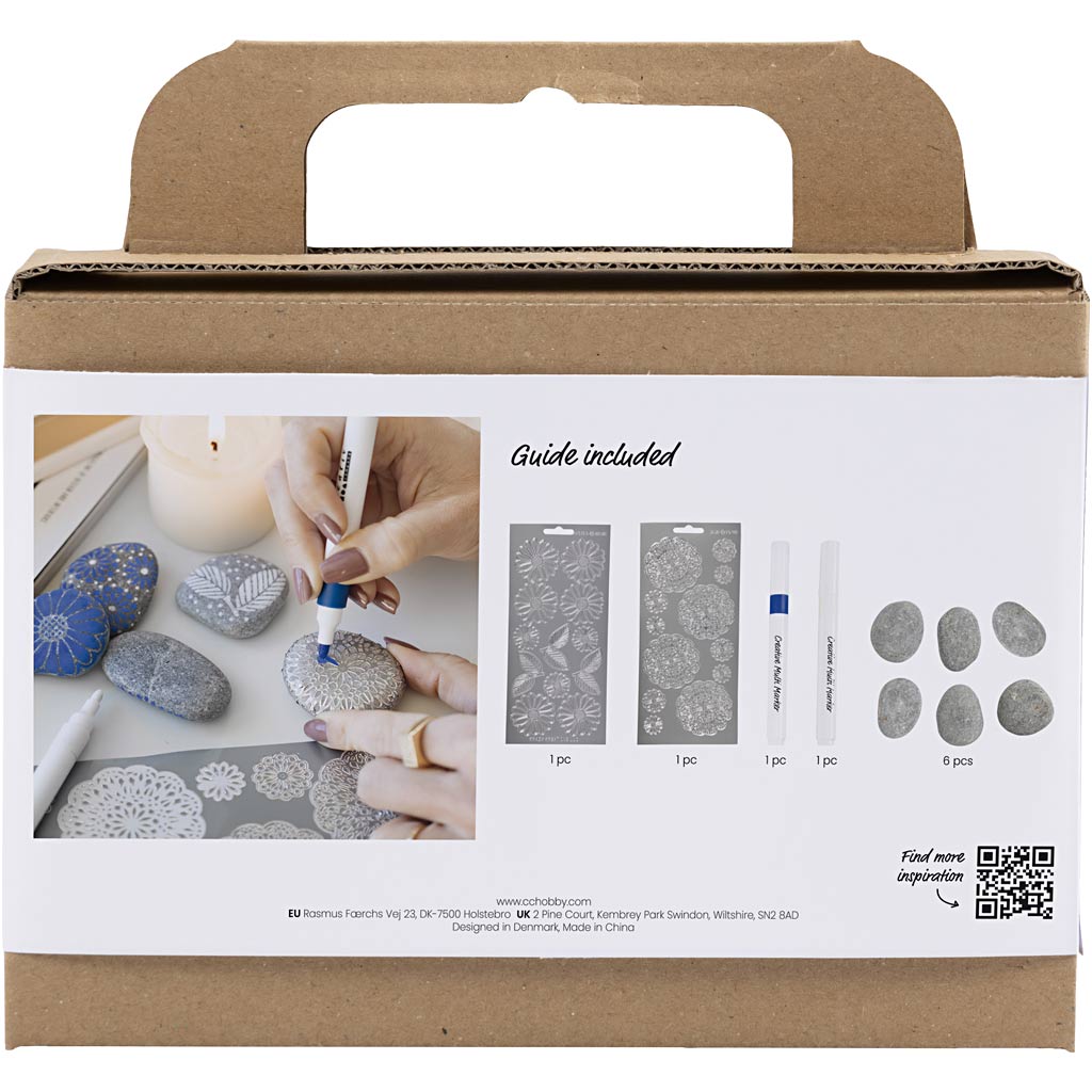 Creativ company mini hobby set decoración de piedra, azul, 1 caja