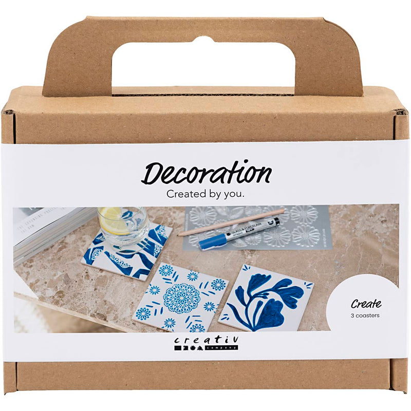 Creativ Company mini set hobby decorazione, sottobicchieri in porcellana, blu, 1 scatola
