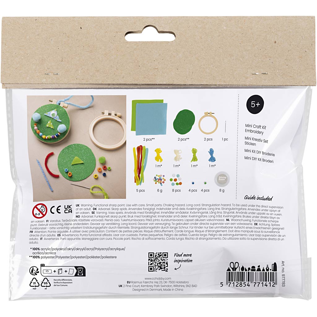 Mini set hobby per ricamo Creativ Company, facce, blu, verde, 1 scatola
