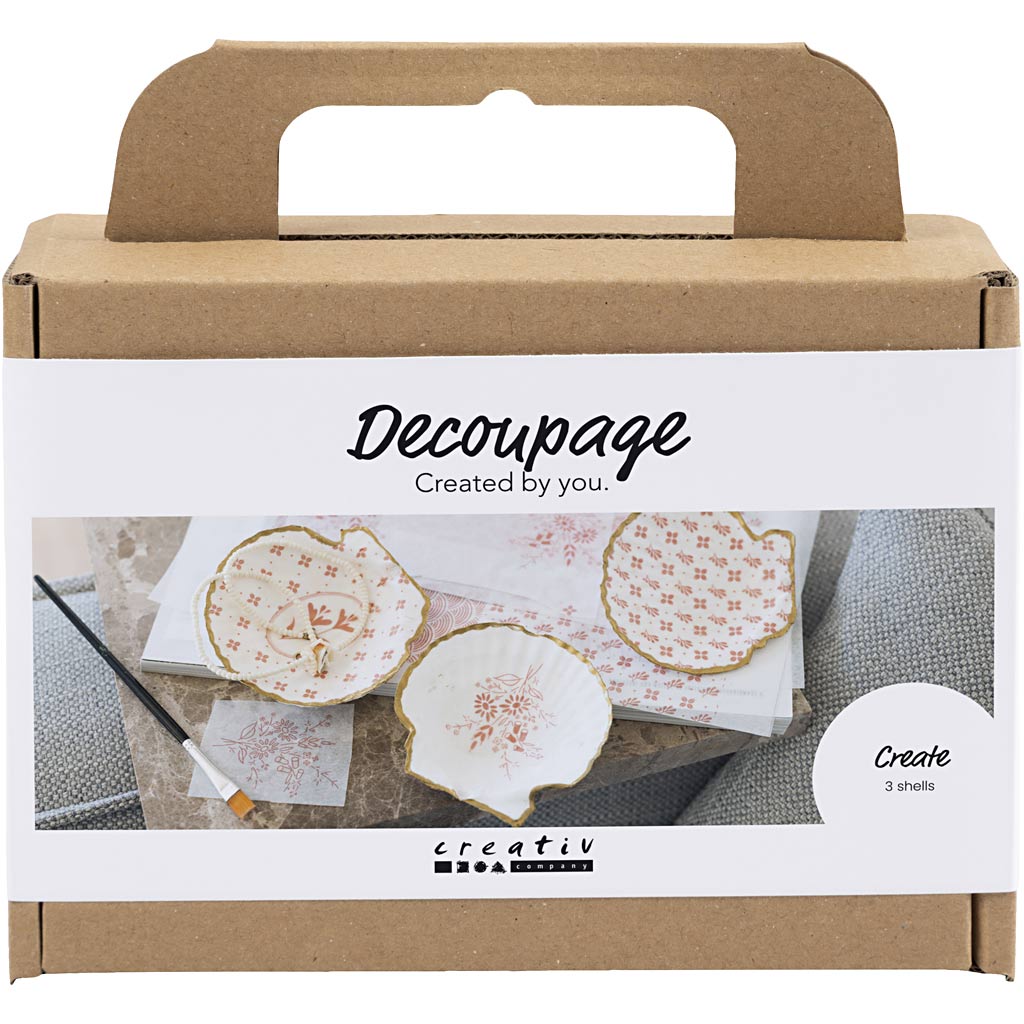 Creativ company mini hobby set decoupage, conchas de mejillón, rosa claro, 1 caja