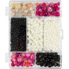 Scatola creativa per gioielli della Creativ Company, agate, misura 2,6-10 mm, dimensione del foro 0,8-1,8 mm, ca. 2740 pezzi, beige, nero, rosa, bianco madreperla, 1 scatola