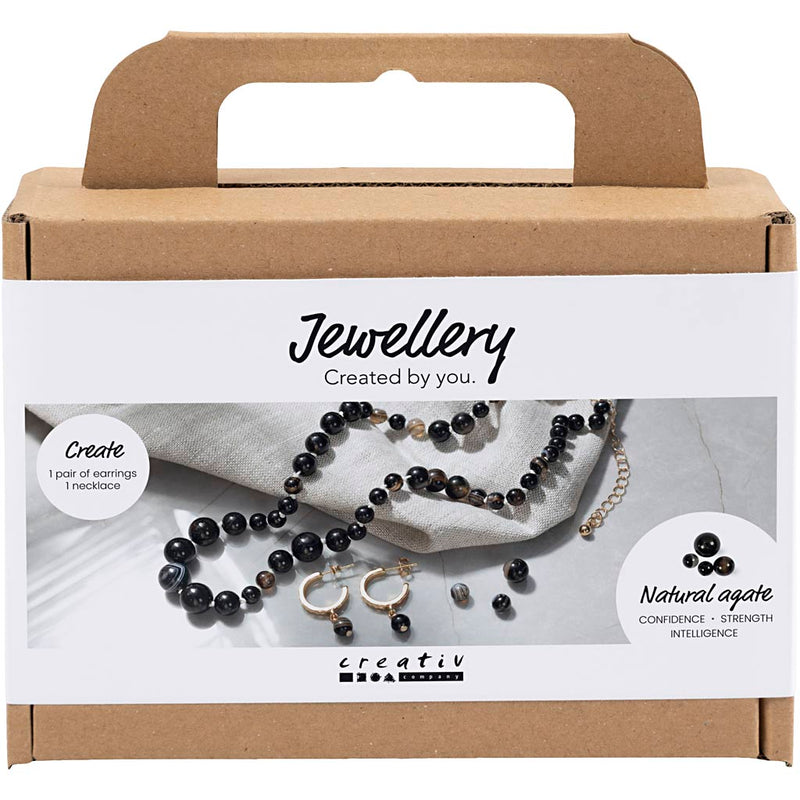 Mini set hobby di Creativ Company, gioielli, collana e orecchini, nero, bianco, 1 scatola