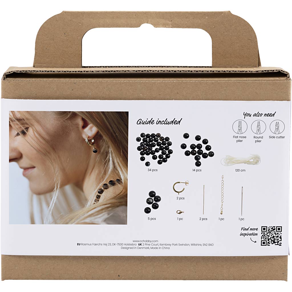 Mini set hobby di Creativ Company, gioielli, collana e orecchini, nero, bianco, 1 scatola