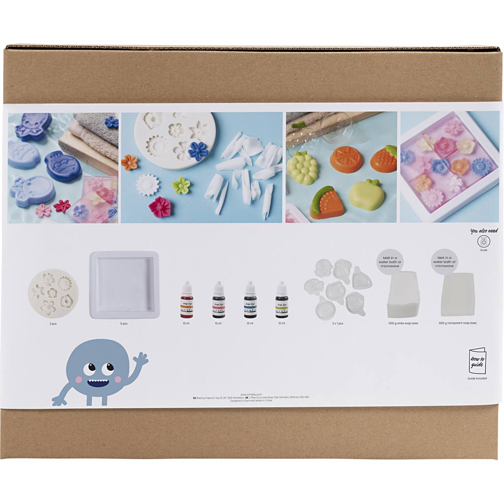 Set gruppo saponetta Creativ Company, 2 fori, blu, verde, arancione, rosa, 1 scatola