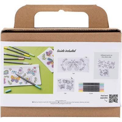 Mini set hobby per decorazione tessile Creative Company, farfalle, colori pastello, 1 scatola
