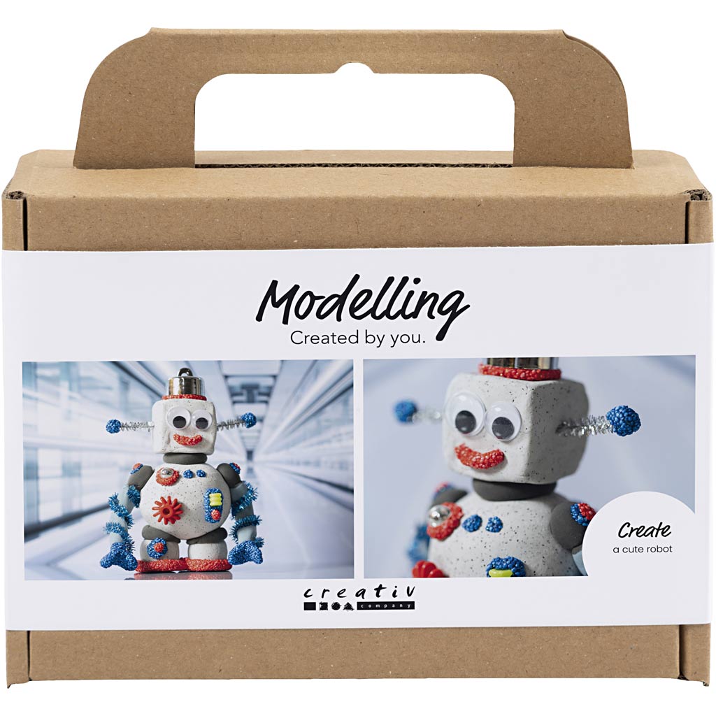 Mini set hobby per scultura Creativ Company, robot, blu, grigio, rosso, 1 scatola