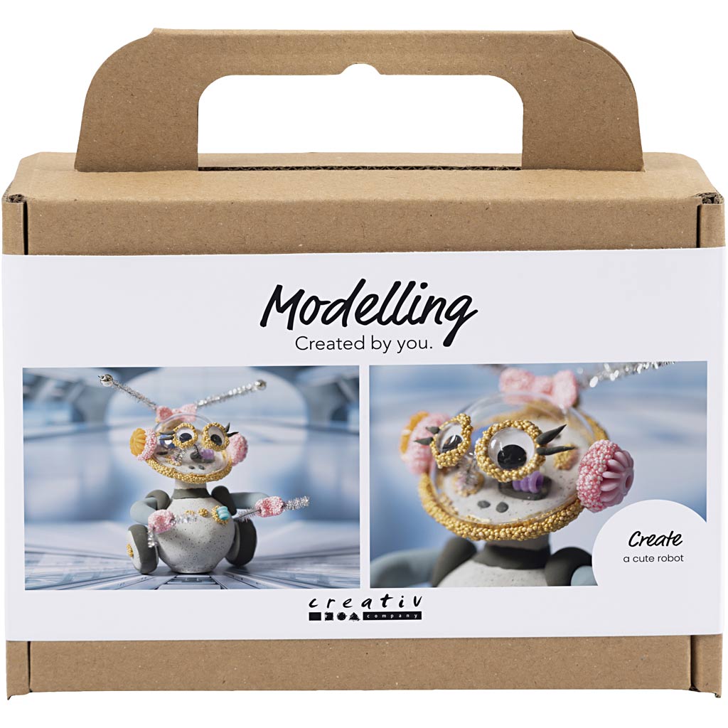 Creativ company mini hobby set robot modelado gris y rosa
