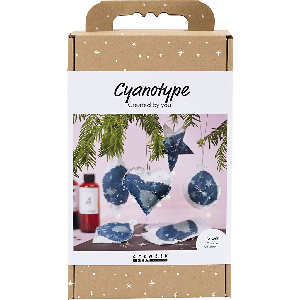Creativ company hobby set cianotipo, adornos navideños con cianotipo, azul, plateado, 1 caja