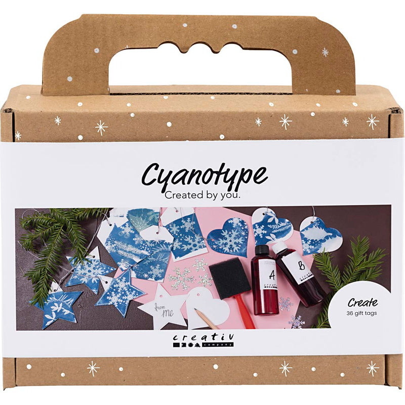 Mini set hobby Creativ Company, cianotipia, etichette regalo, blu, argento, 1 scatola