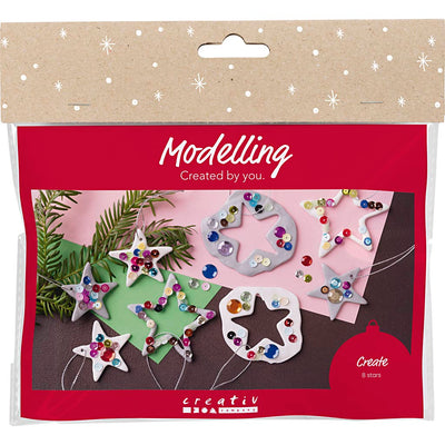 Creativ company mini set de hobby para esculpir, estrellas, plateado, blanco, 1 caja
