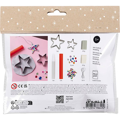 Creativ company mini set de hobby para esculpir, estrellas, plateado, blanco, 1 caja
