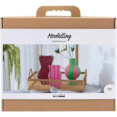 Set hobby modellismo maxi azienda Creativ Company, vasi in cartapesta, vari colori, 1 scatola