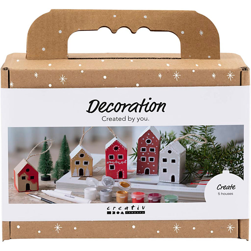 Creativ company mini set de hobby decoración, casas, pintura navideña, 1 caja