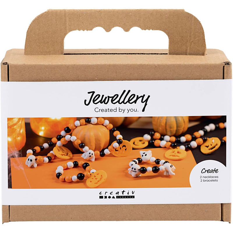 Mini set hobby di Creativ Company, gioielli, collana e braccialetto, colori di Halloween, 1 scatola