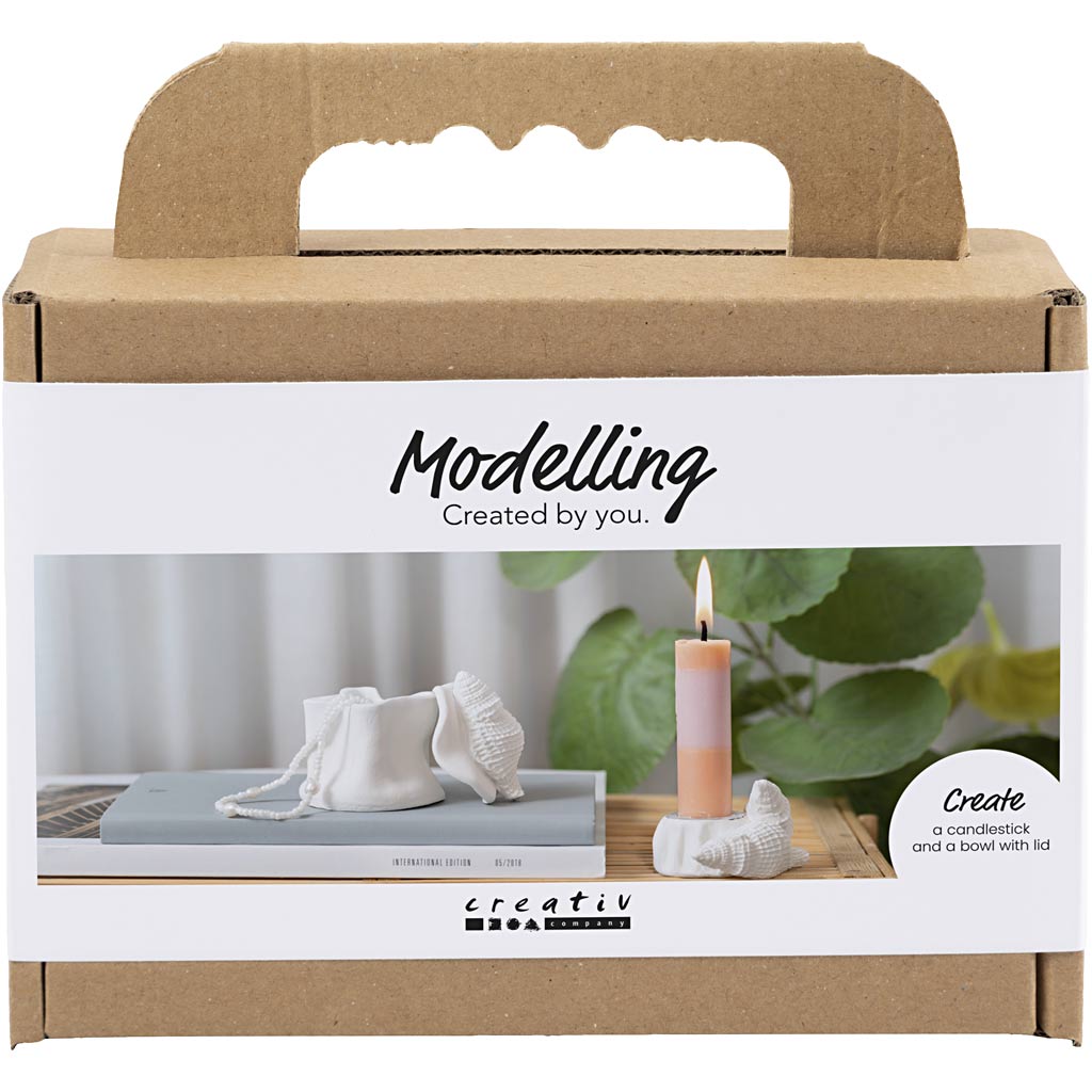 Creativ company mini set de modelismo, candelabro con conchas, blanquecino, 1 caja