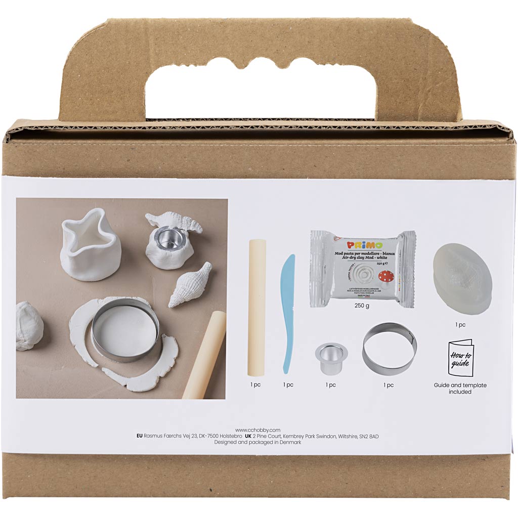 Creativ company mini set de modelismo, candelabro con conchas, blanquecino, 1 caja