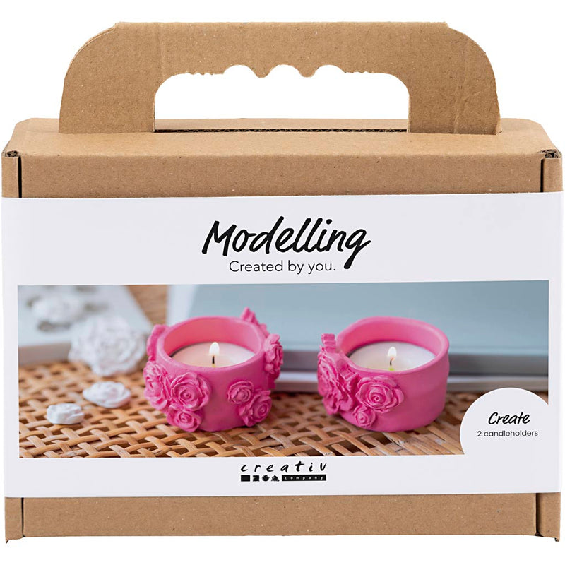 Mini set hobby per scultura Creativ Company, portacandele, rosa, 1 scatola