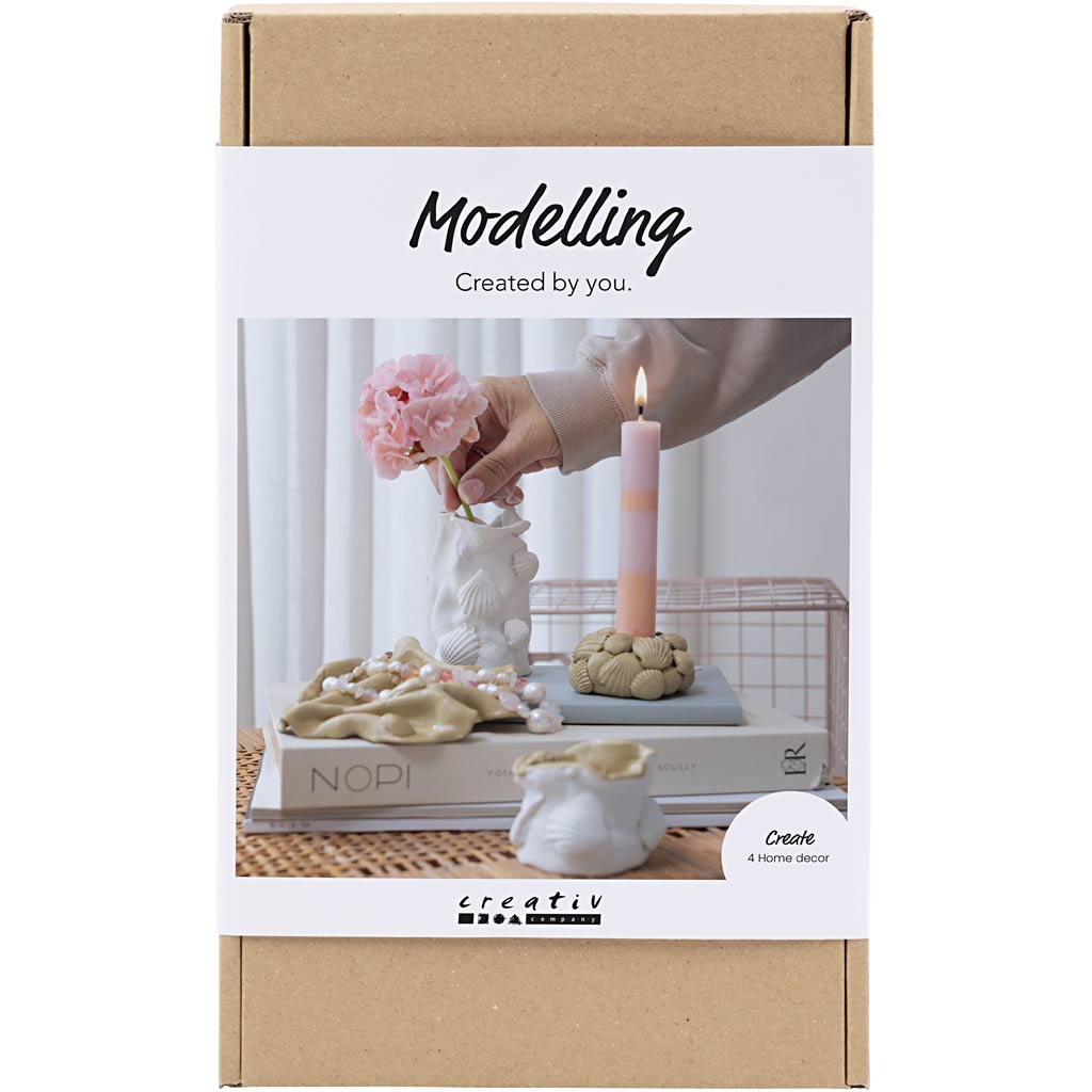Creativ company set de modelismo, jarrones y candelabros, beige, marfil, blanquecino, 1 caja