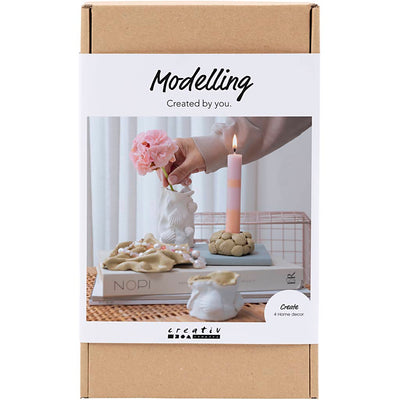 Creativ company set de modelismo, jarrones y candelabros, beige, marfil, blanquecino, 1 caja