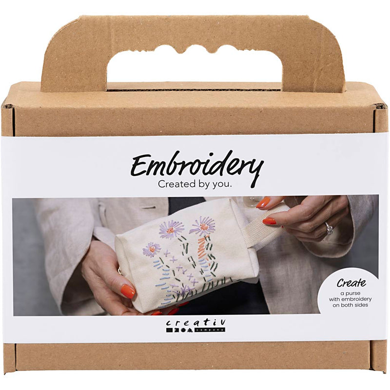 Mini set hobby per ricamo Creativ Company, borsa per trucchi, crema, 1 scatola