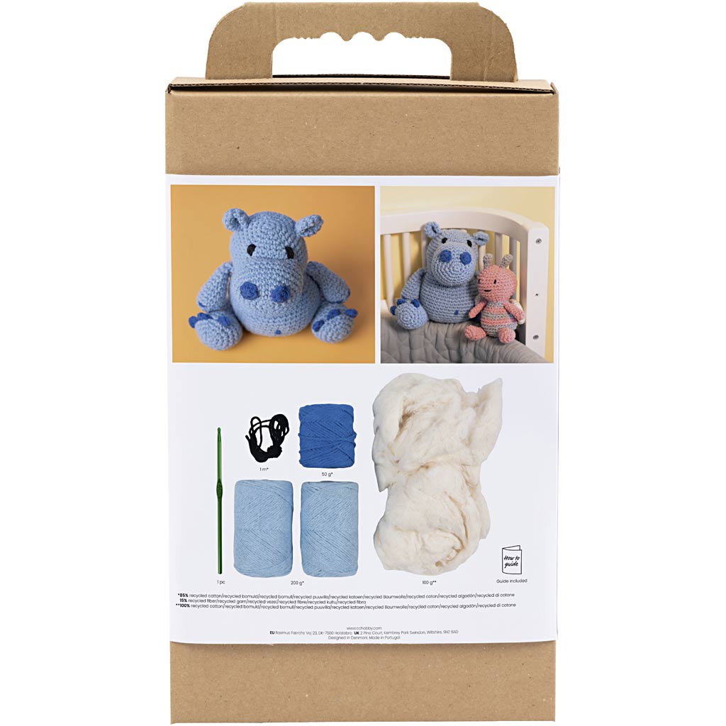 Set hobby Creativ Company amigurumi, ippopotamo, blu, azzurro, 1 scatola