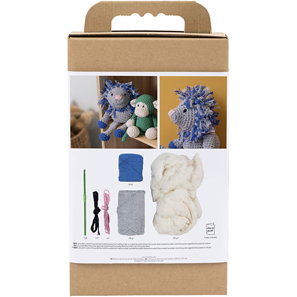 Set hobby Creativ Company amigurumi, leone, blu navy, grigio chiaro, 1 scatola