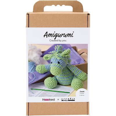 Creativ company hobby set amigurumi, cebra, azul claro, verde claro, 1 caja