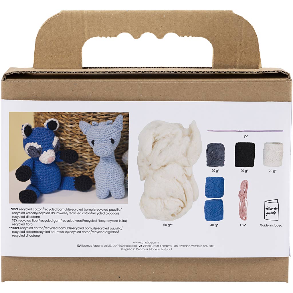Set hobby Creativ Company amigurumi, procione, nero, blu, 1 scatola