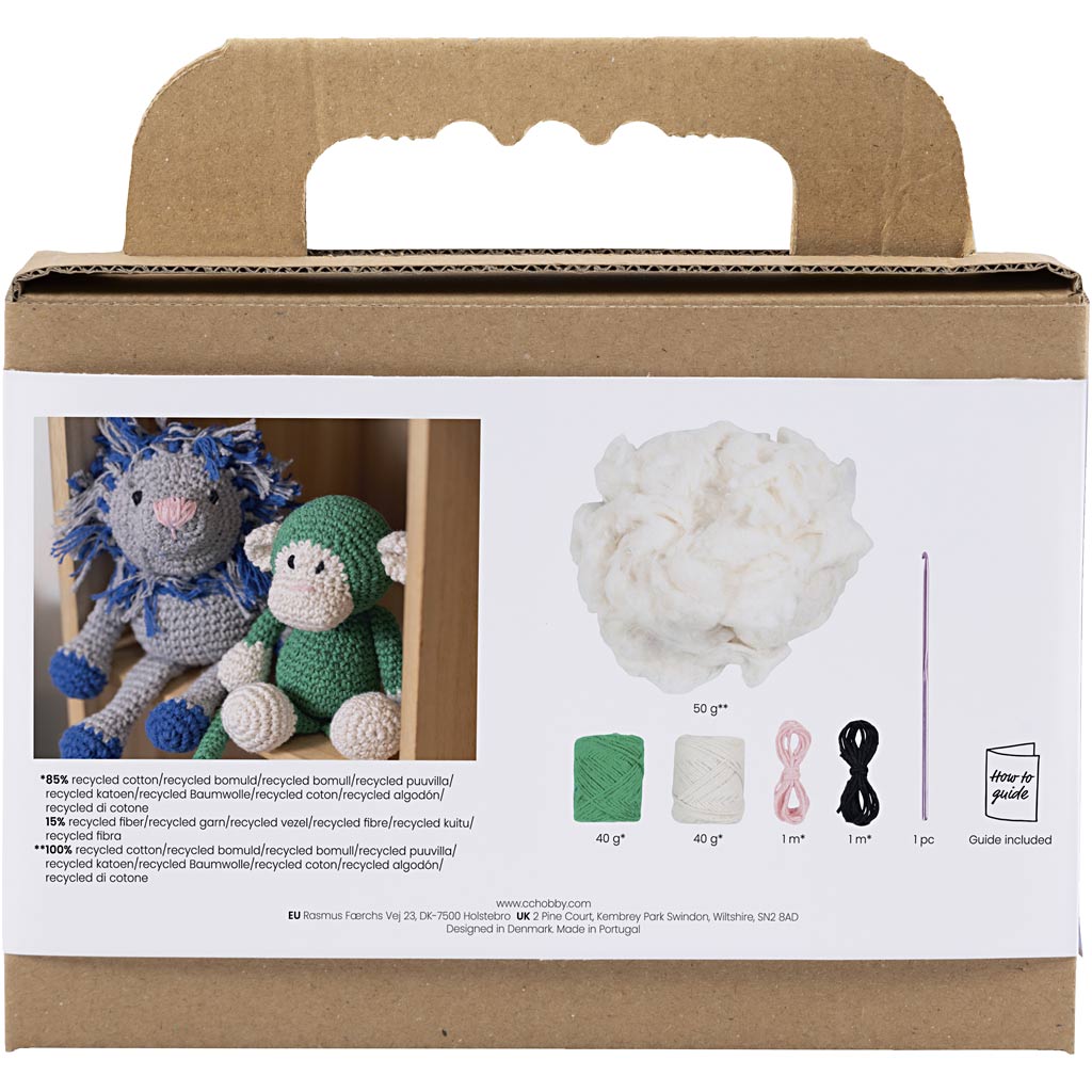 Creativ company hobby set amigurumi, mono, verde, blanquecino, 1 caja