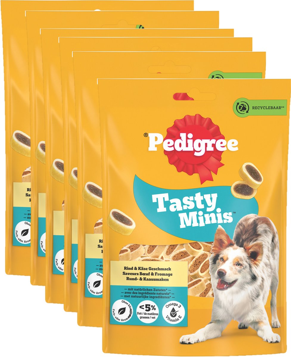 Snacks para perros Pedigree - sabrosos minis con queso - ternera con queso - 6x140g