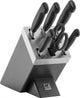 Serie Zwilling quattro stelle - set coltelli - ceppo autoaffilante - 7 pezzi - grigio