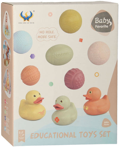 Set giocattolo da bagno con palline da bagno sensoriali, paperelle di gomma, pastello