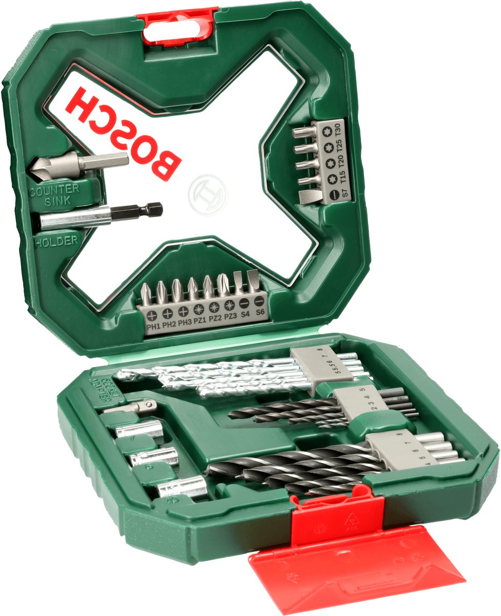 Juego de brocas Bosch x-line - 34 piezas - para madera, metal y piedra