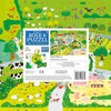 Libro y rompecabezas en la granja
