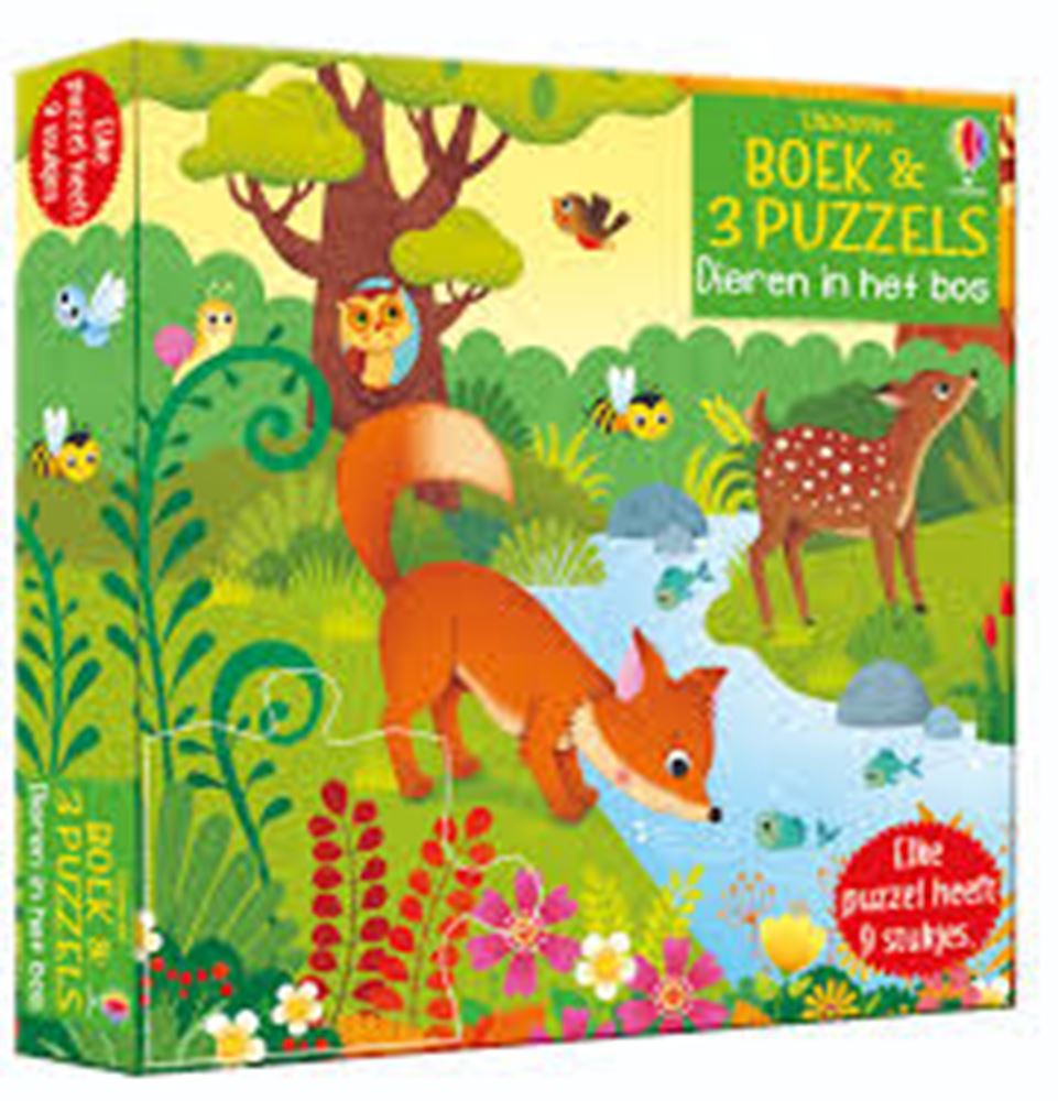 Libro con 3 rompecabezas, animales en el bosque 3+