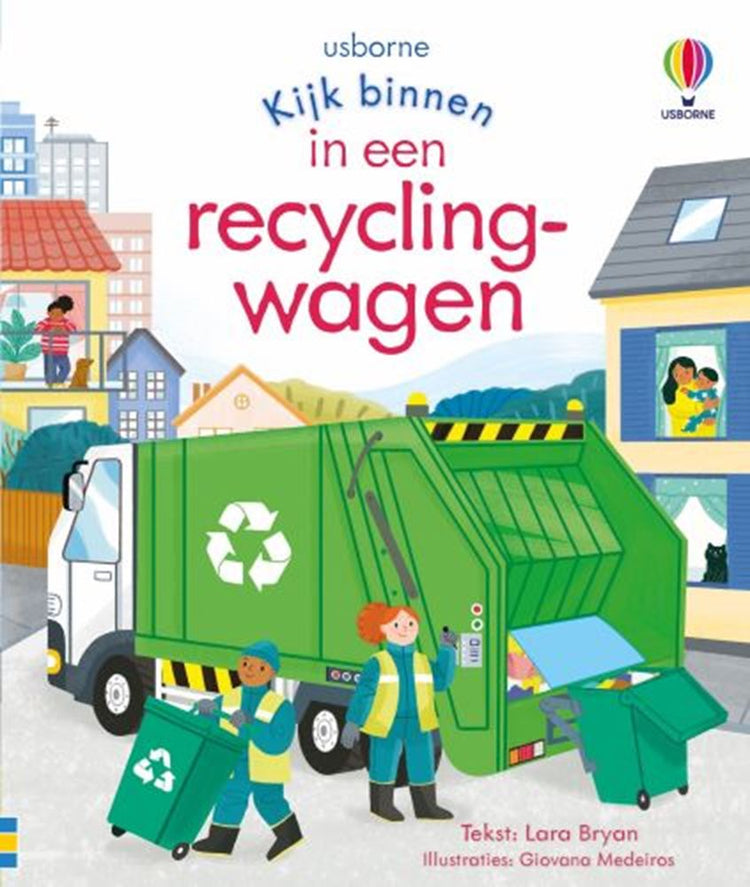 Kijk binnen in een recyclingwagen. 3+