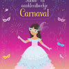 Pegatina de carnaval y folleto de disfraces.