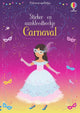 Pegatina de carnaval y folleto de disfraces.